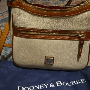 Dooney & Bourke Cream and Tan Leather Crossbody Bag